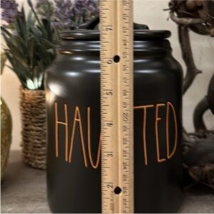 Rae Dunn Haunted Canister With Sealed Lid Pot with Lid Black Orange Halloween